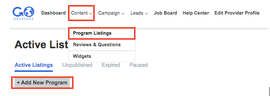 Adding and Optimizing a Program Listing